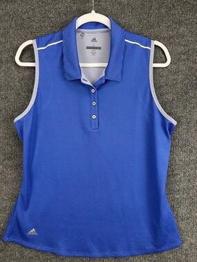 Adidas Women's Microdot Sleeveless Polo in Royal Blue with White Trim Large NWOT